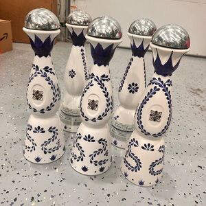 Elegant Blue and White Ceramic Bottle Set